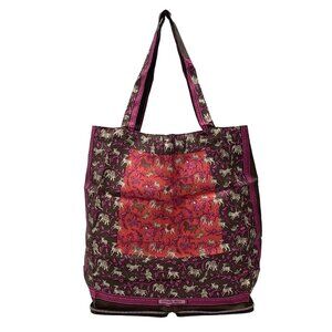 Auth HERMES Silky Pop Bordeaux Buffle Silk Square L Tote Bag